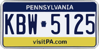 PA license plate KBW5125