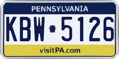 PA license plate KBW5126