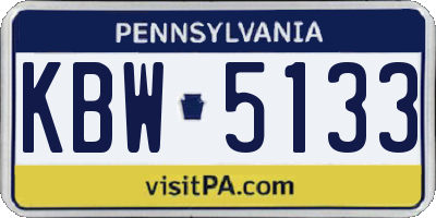 PA license plate KBW5133