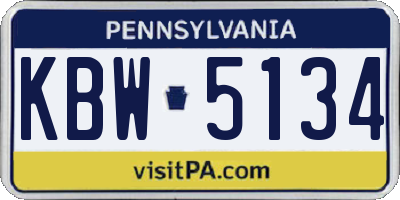 PA license plate KBW5134