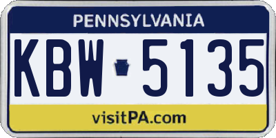PA license plate KBW5135
