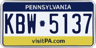 PA license plate KBW5137