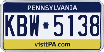 PA license plate KBW5138