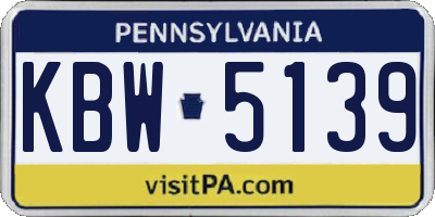 PA license plate KBW5139