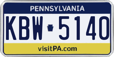 PA license plate KBW5140