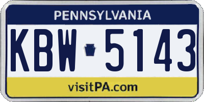 PA license plate KBW5143