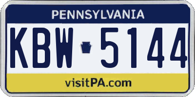 PA license plate KBW5144
