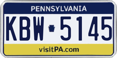 PA license plate KBW5145