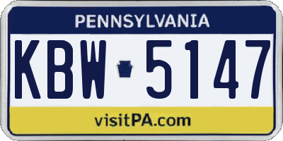 PA license plate KBW5147