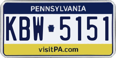 PA license plate KBW5151