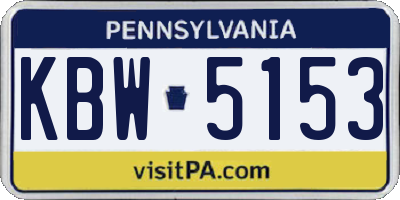 PA license plate KBW5153
