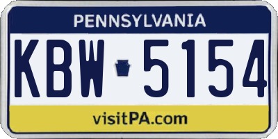 PA license plate KBW5154