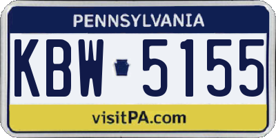 PA license plate KBW5155