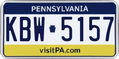 PA license plate KBW5157