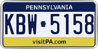 PA license plate KBW5158