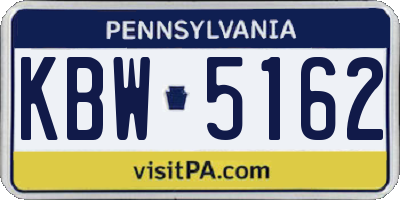 PA license plate KBW5162