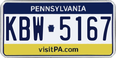 PA license plate KBW5167