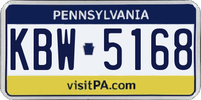 PA license plate KBW5168