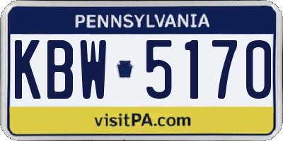 PA license plate KBW5170