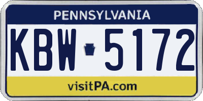 PA license plate KBW5172