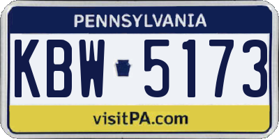 PA license plate KBW5173