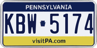 PA license plate KBW5174