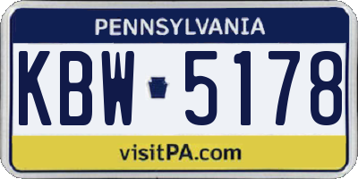 PA license plate KBW5178