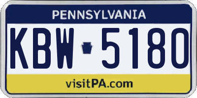 PA license plate KBW5180