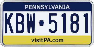 PA license plate KBW5181
