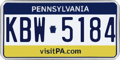 PA license plate KBW5184