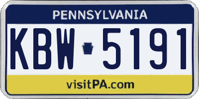 PA license plate KBW5191