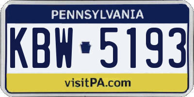 PA license plate KBW5193