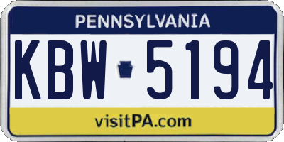 PA license plate KBW5194