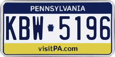 PA license plate KBW5196