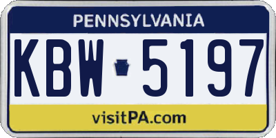 PA license plate KBW5197