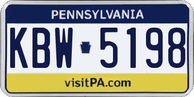 PA license plate KBW5198