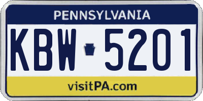 PA license plate KBW5201
