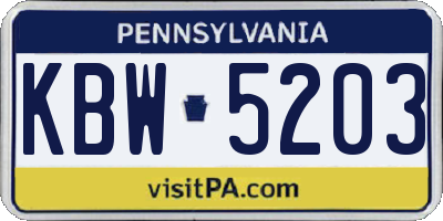 PA license plate KBW5203