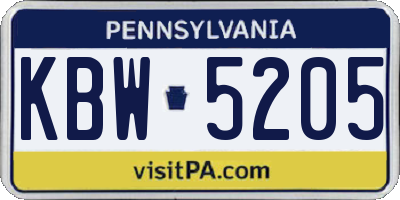 PA license plate KBW5205