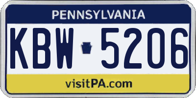 PA license plate KBW5206