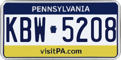 PA license plate KBW5208