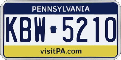 PA license plate KBW5210