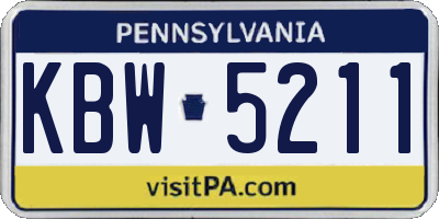 PA license plate KBW5211