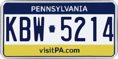 PA license plate KBW5214