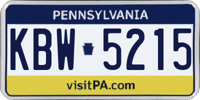 PA license plate KBW5215