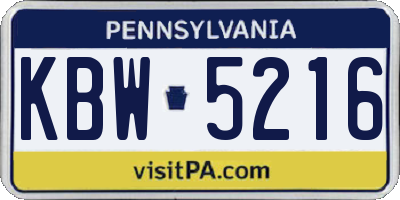 PA license plate KBW5216