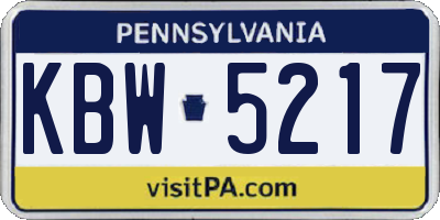 PA license plate KBW5217