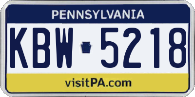 PA license plate KBW5218