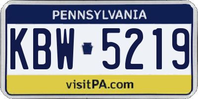PA license plate KBW5219