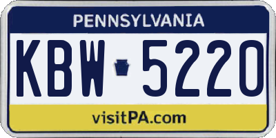 PA license plate KBW5220